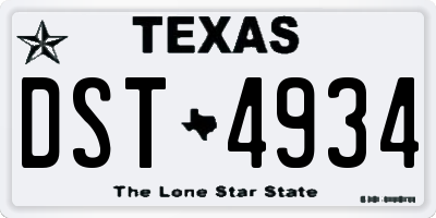 TX license plate DST4934