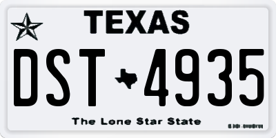 TX license plate DST4935