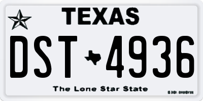 TX license plate DST4936