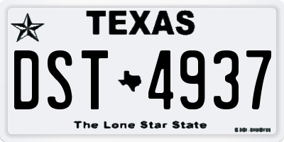 TX license plate DST4937