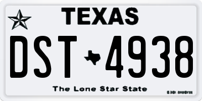 TX license plate DST4938