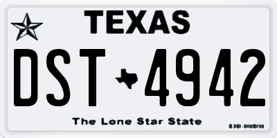 TX license plate DST4942