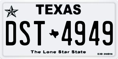 TX license plate DST4949