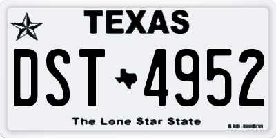 TX license plate DST4952