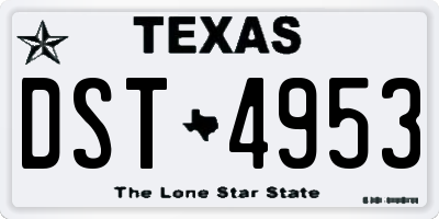 TX license plate DST4953