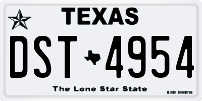 TX license plate DST4954
