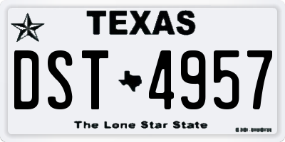 TX license plate DST4957