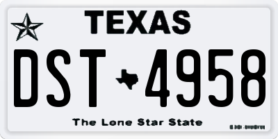 TX license plate DST4958