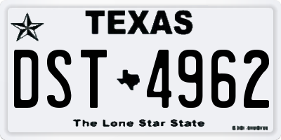 TX license plate DST4962