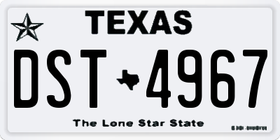 TX license plate DST4967