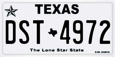 TX license plate DST4972