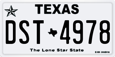 TX license plate DST4978