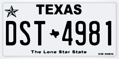 TX license plate DST4981