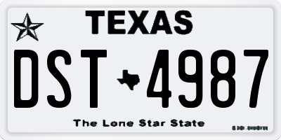 TX license plate DST4987