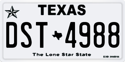 TX license plate DST4988