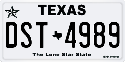 TX license plate DST4989