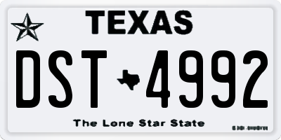 TX license plate DST4992