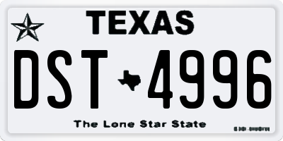 TX license plate DST4996