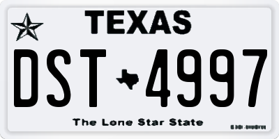 TX license plate DST4997