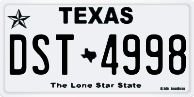 TX license plate DST4998