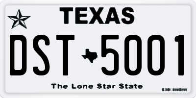 TX license plate DST5001