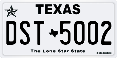 TX license plate DST5002