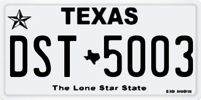 TX license plate DST5003