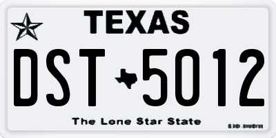 TX license plate DST5012