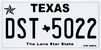 TX license plate DST5022