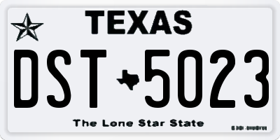TX license plate DST5023