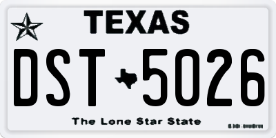 TX license plate DST5026