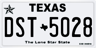 TX license plate DST5028