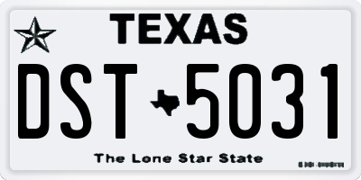 TX license plate DST5031