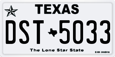 TX license plate DST5033
