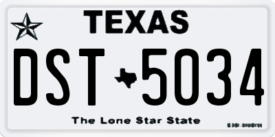 TX license plate DST5034