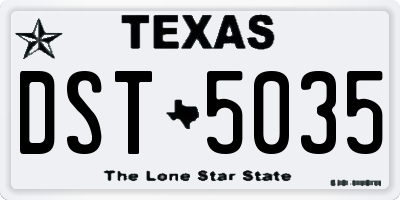TX license plate DST5035