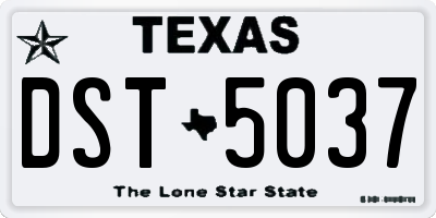 TX license plate DST5037