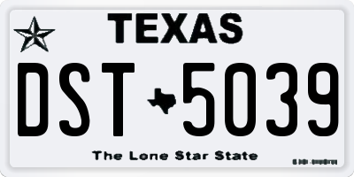 TX license plate DST5039
