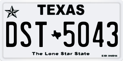 TX license plate DST5043