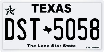 TX license plate DST5058
