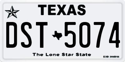 TX license plate DST5074