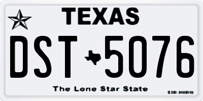 TX license plate DST5076