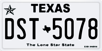 TX license plate DST5078