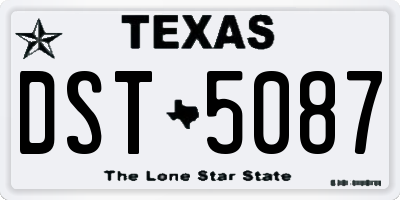 TX license plate DST5087