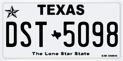 TX license plate DST5098