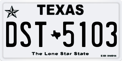 TX license plate DST5103