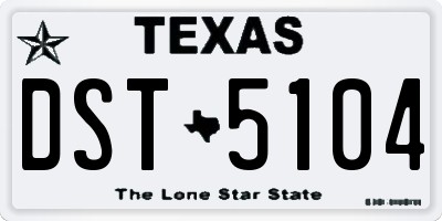 TX license plate DST5104