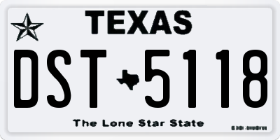 TX license plate DST5118