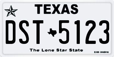 TX license plate DST5123