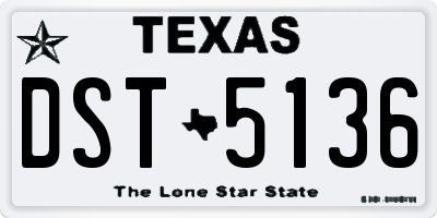 TX license plate DST5136